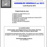 Lundi 20 janvier: Assemblée générale sur 2013